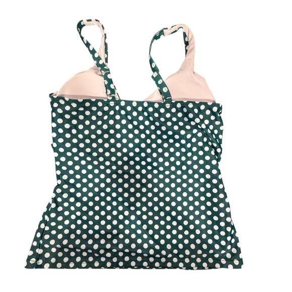 Polka Dot Woman’s Tankini  Swimsuit Top Green White Size Large - Picture 2 of 6